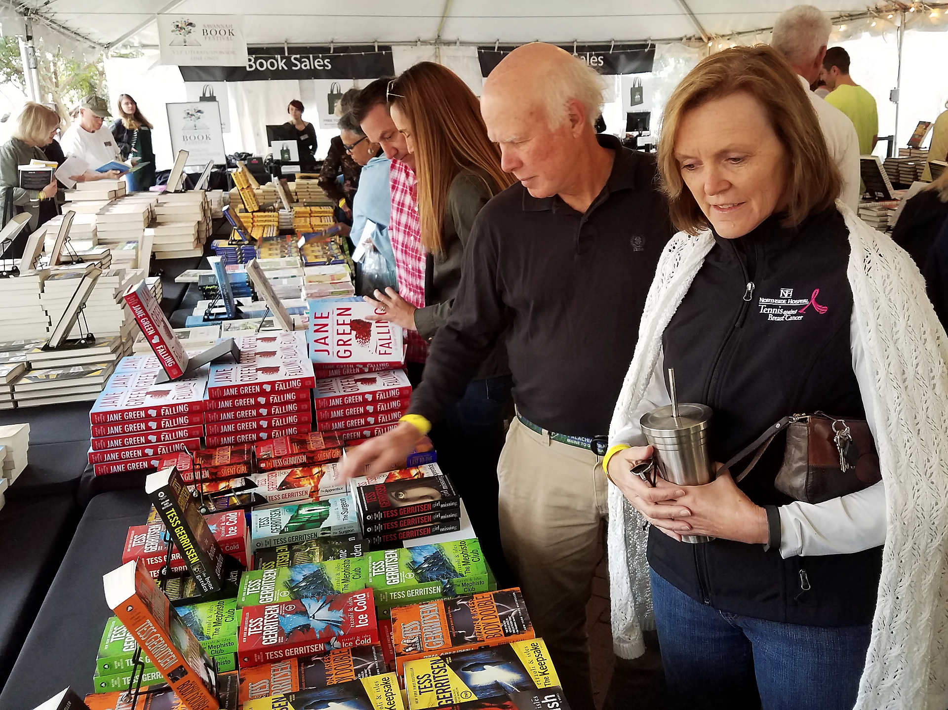 Penny Lester browsing books